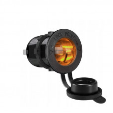 Гніздо пластмасове під штекер прикурювача врізне з кришкою, підсвічування SF-50 Помаранчевий