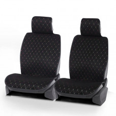 Накидки сидінь "Алькантара" "PREMIUM DEKOR" Чорна - Чорна нитка (1+1)Передні (2-a Підголовника)