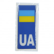 Наліпка "UA" "Прапор України" для номер.знаку - Силіконова (4х10см)