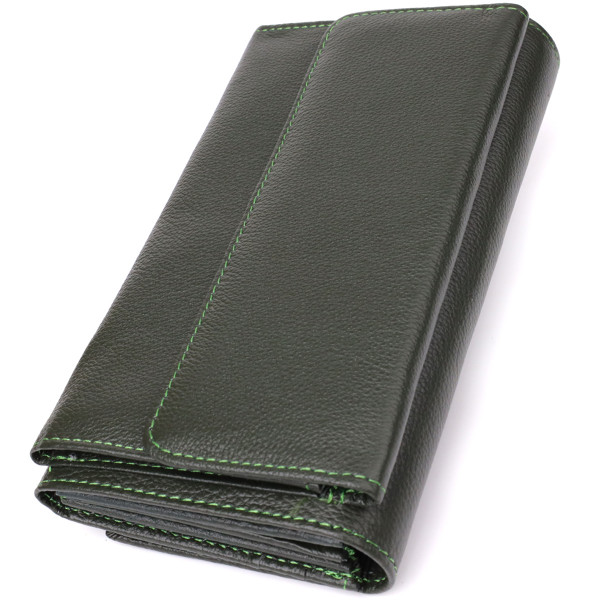 Горизонтальный кошелек с карманом для телефона из натуральной кожи ST Leather 23068 Зеленый