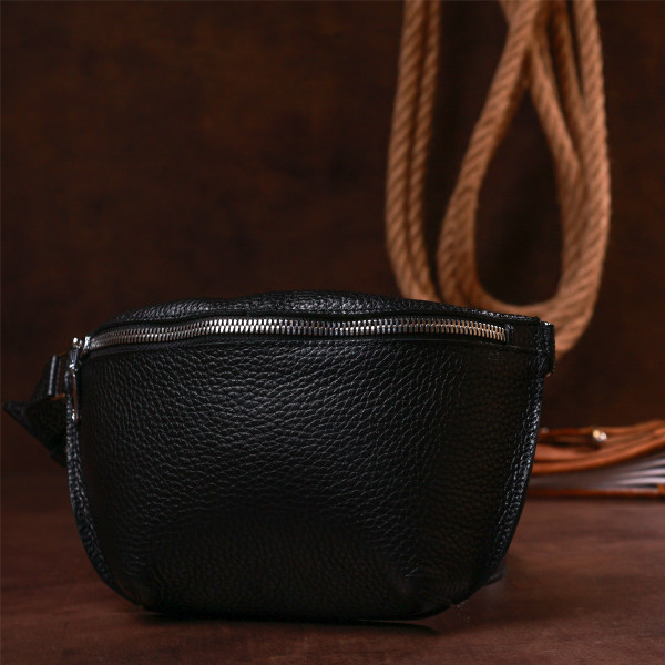 Кожаная женская бананка Shvigel 16373 Черный