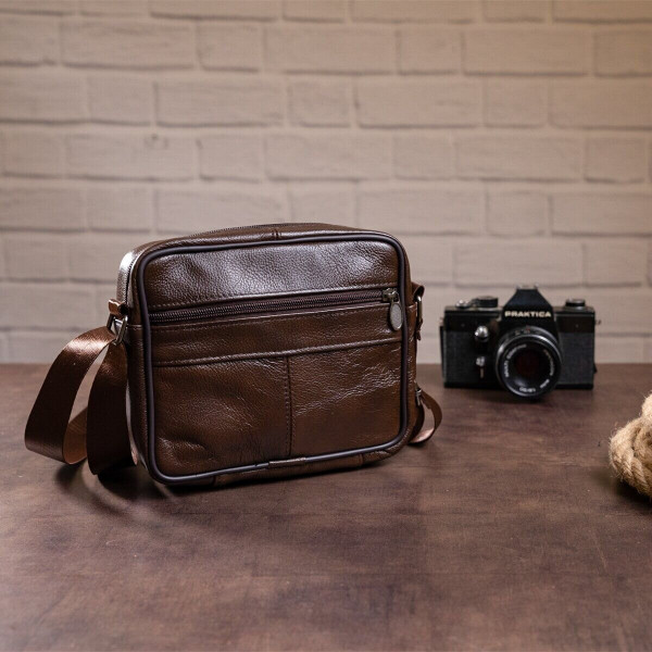 Сумка мужская флотар кожаная Vintage 14988 Коричневая