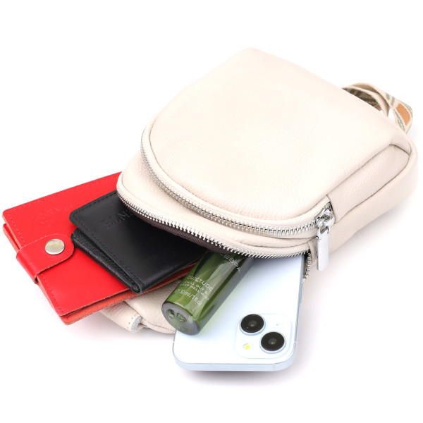 Сумка-слинг из натуральной кожи для женщин Vintage 22936 Белый