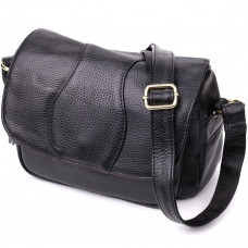 Качественная сумка из натуральной кожи для стильных женщин Vintage 22972 Черный