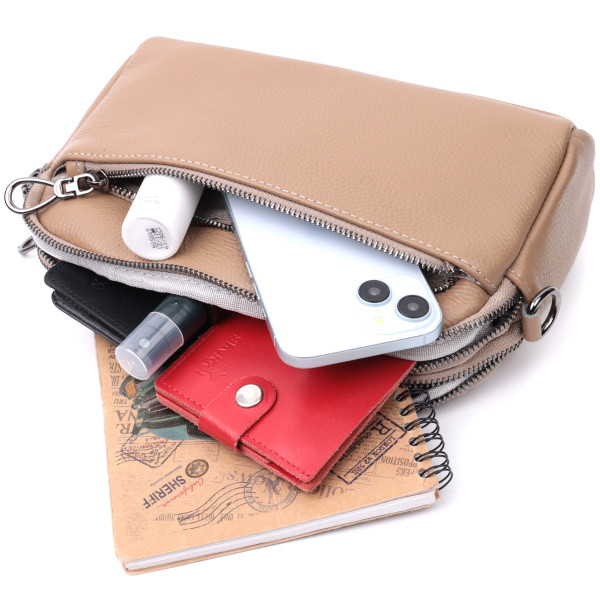 Женская стильная сумка из натуральной кожи Vintage 22599 Бежевая