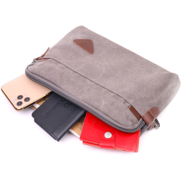 Мужская вместительная барсека из текстиля 21259 Vintage Серая