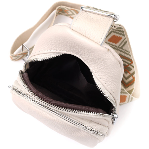 Сумка-слинг из натуральной кожи для женщин Vintage 22936 Белый