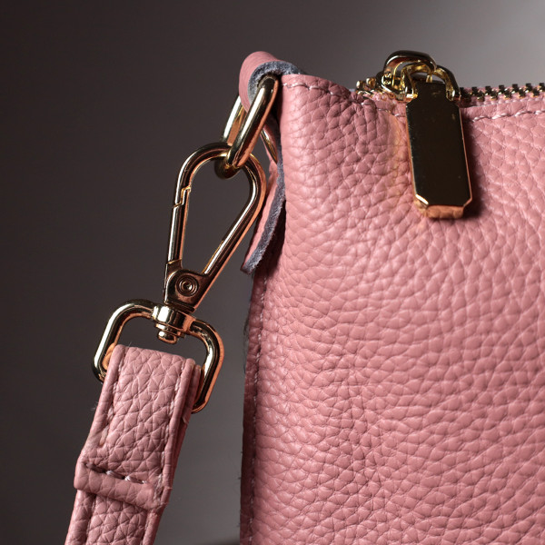 Красивая женская сумка-клатч с двумя ремнями из натуральной кожи Vintage 22644 Розовая