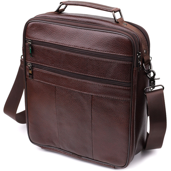 Сумка мужская с ручкой для переноса в руке из натуральной кожи Vintage 23030 Коричневый