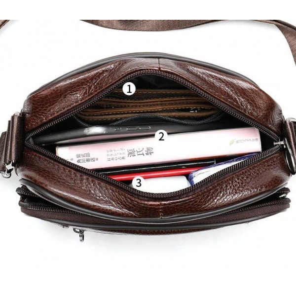 Сумка мужская флотар кожаная Vintage 14988 Коричневая