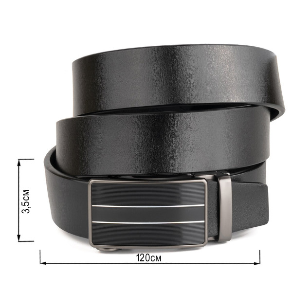 Ремень мужской с полосками на пряжке Vintage 20334 Черный