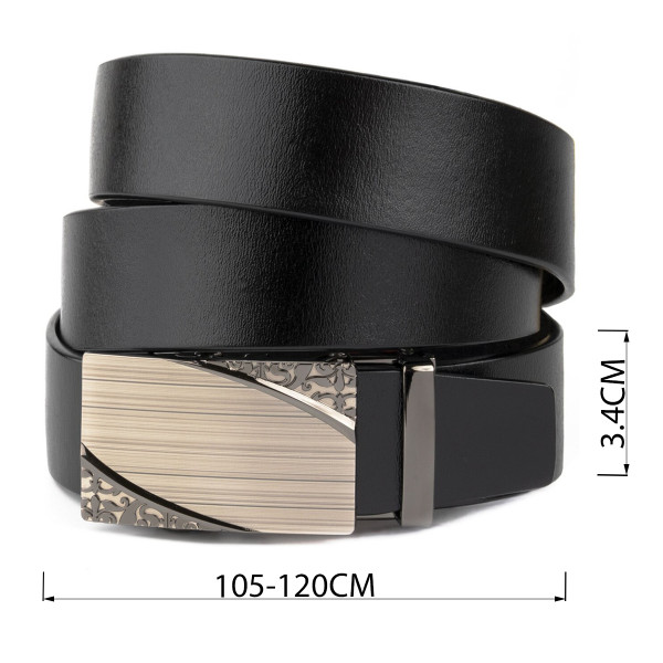 Ремень с автоматической пряжкой с узором Vintage 20251 Черный