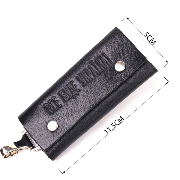 Удобная ключница в глянцевой коже Украина GRANDE PELLE 16719 Черная