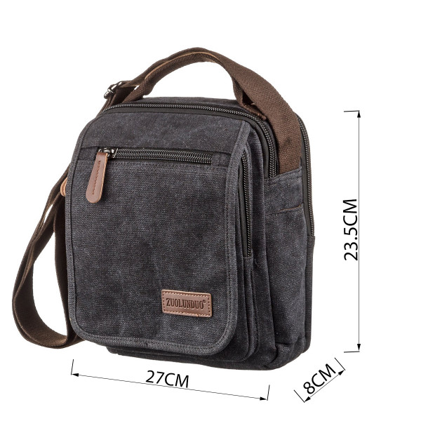 Универсальная текстильная мужская сумка на два отделения Vintage 20199 Черная