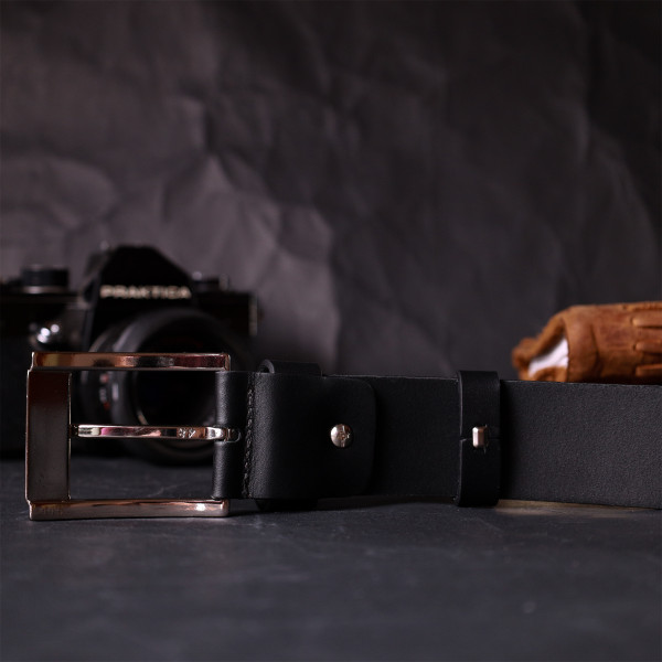 Удобный ремень под джинсы из натуральной кожи GRANDE PELLE 11683 Черный