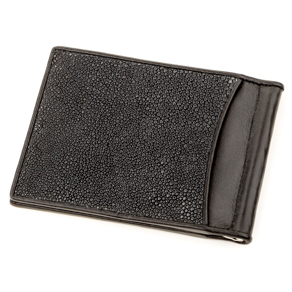 Зажим для денег STINGRAY LEATHER 18293 из натуральной кожи морского ската Черный