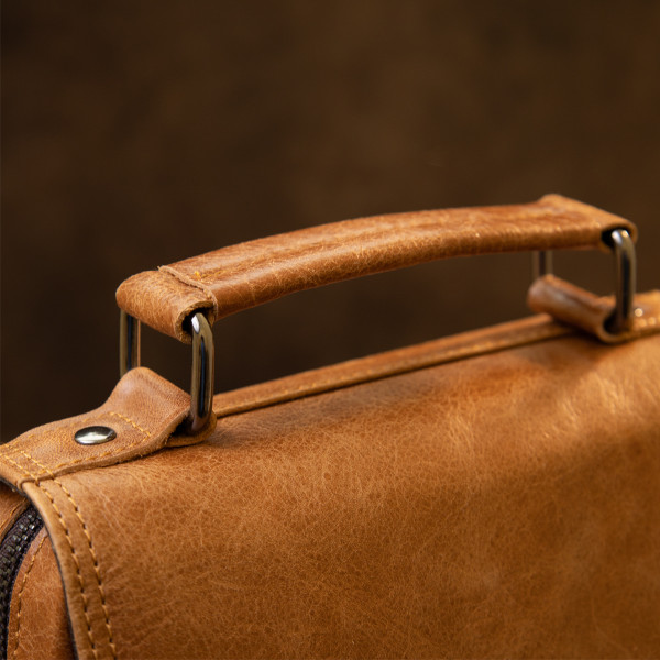 Сумка мужская мессенджер на одно отделение Vintage 20413 Рыжая