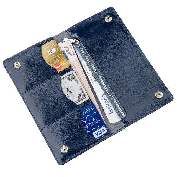 Бумажник унисекс на кнопках кожаный SHVIGEL 16192 Синий