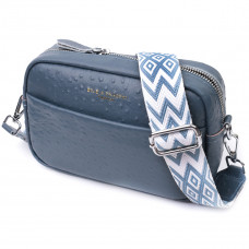 Цікава сумка для жінок із фактурної натуральної шкіри Vintage 22661 Синя