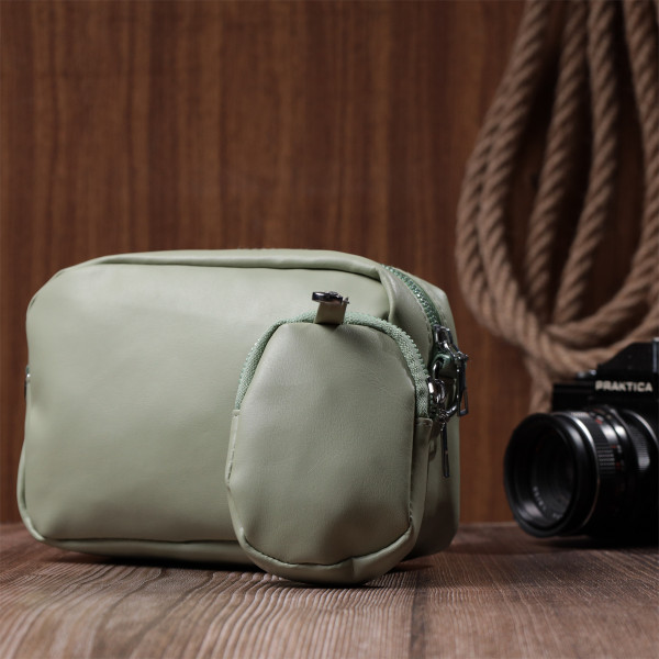 Стильная женская сумка кросс-боди с монетницей из экокожи Vintage 22797 Фисташковый