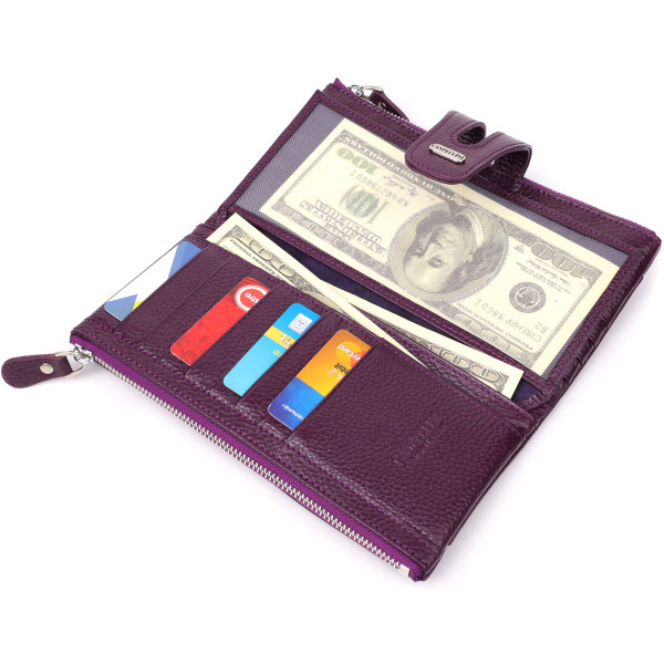 Яркий женский кошелек из натуральной кожи CANPELLINI 20873_1 Фиолетовый