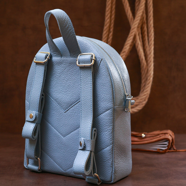 Стильный женский рюкзак из натуральной кожи Shvigel 16318 Голубой