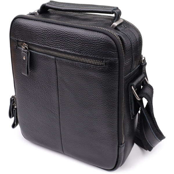 Деловая мужская сумка с ручкой для переноса в руке из натуральной кожи Vintage 23034 Черный