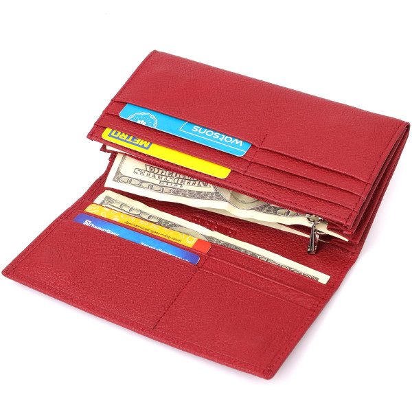 Яркий вертикальный кошелек из натуральной кожи ST Leather 23087 Красный