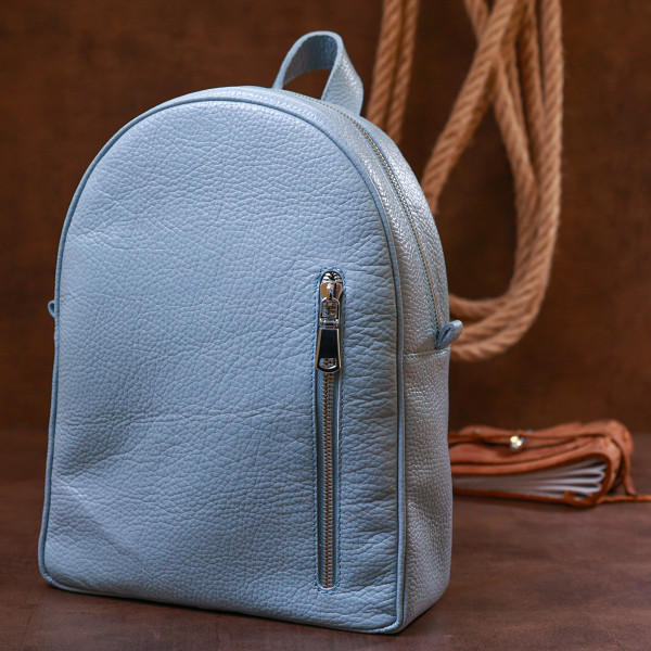Стильный женский рюкзак из натуральной кожи Shvigel 16318 Голубой