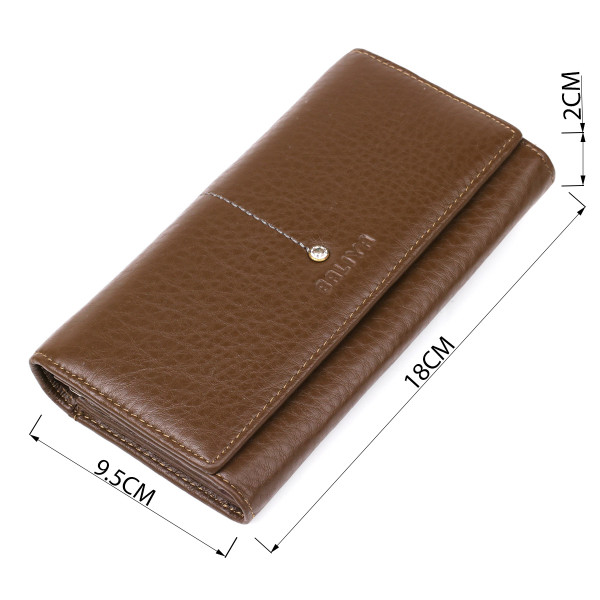 Кошелек горизонтальный со стразом женский кожаный BALIYA 18977 Коричневый