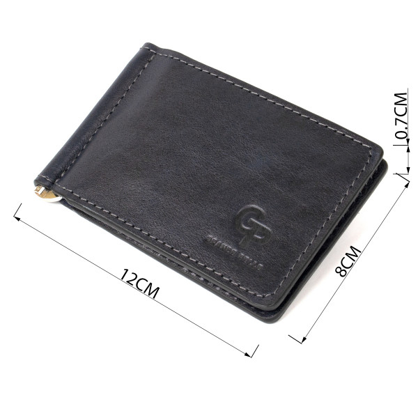 Мужской кожаный зажим для денег GRANDE PELLE 11476 Темно-синий