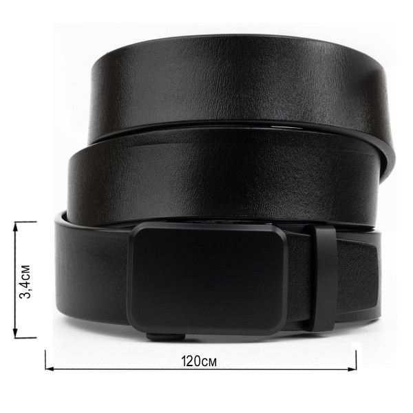 Ремень мужской c затемненным матовым металлом Vintage 20270 Черный