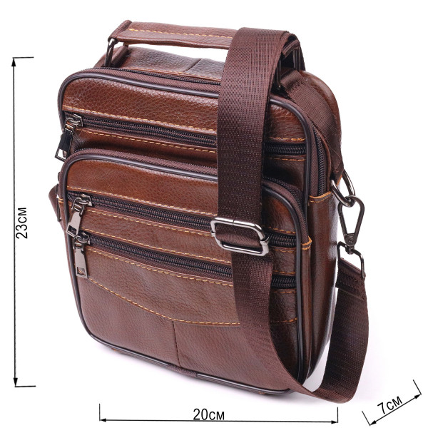 Стильная мужская сумка из натуральной кожи 21275 Vintage Коричневая