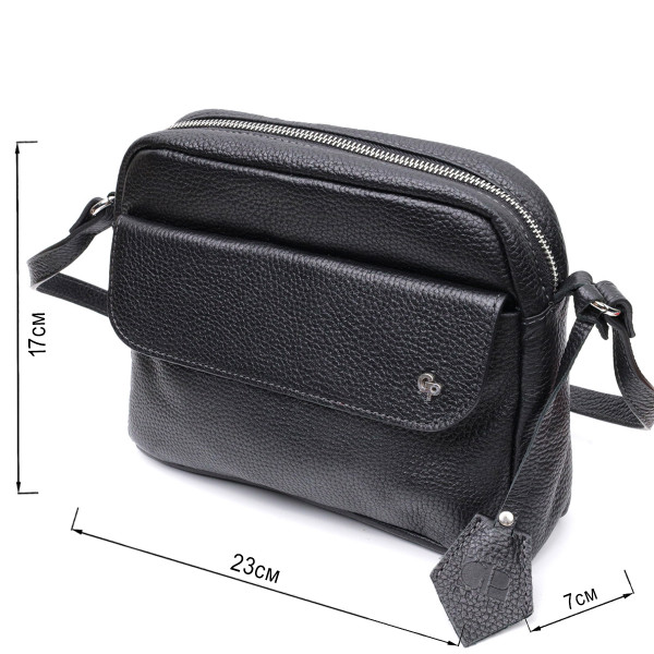 Удобная женская сумка кросс-боди из натуральной кожи GRANDE PELLE 11651 Черная