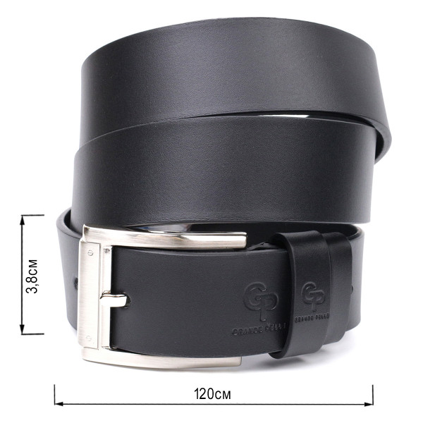 Удобный ремень под джинсы из натуральной кожи GRANDE PELLE 11683 Черный