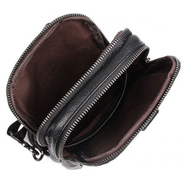 Сумка мужская кожаная в зернистой коже через плечо Vintage 14950 Черная