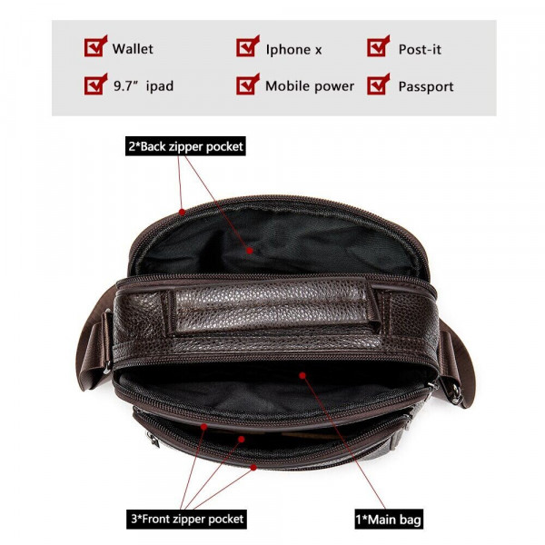 Мессенджер кожаный 14991 Vintage Коричневый