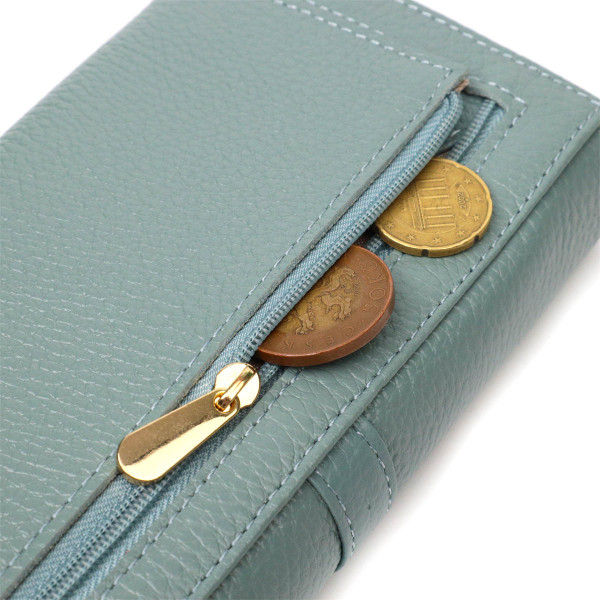 Удивительный женский кошелек с большим количеством отделений из натуральной кожи Tony Bellucci 22065 Серо-зеленый