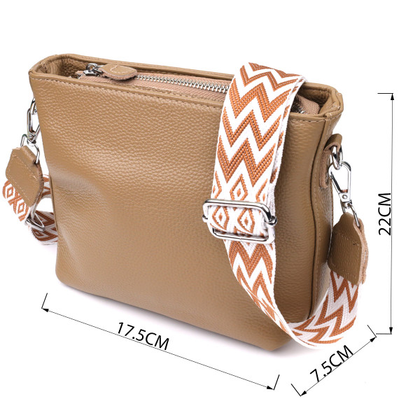 Женская кожаная сумка на плечо для повседневной носки Vintage 22912 Бежевый