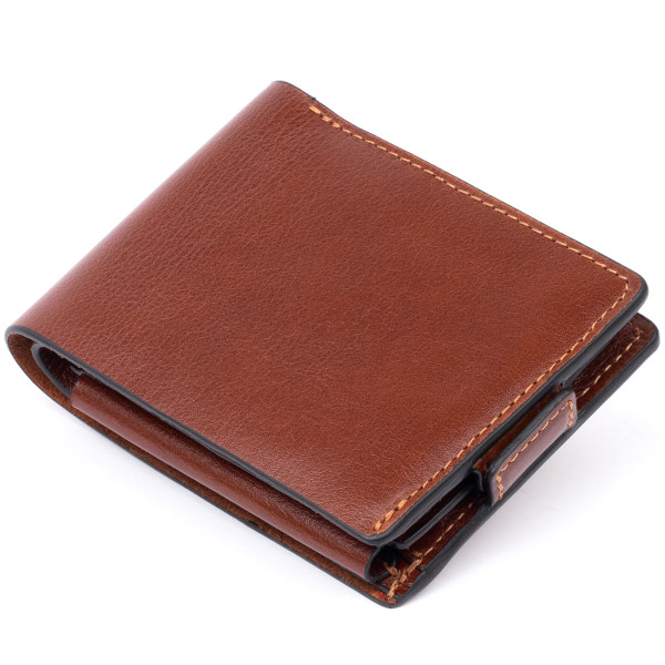 Портмоне горизонтальное Amico на магните на два отделения GRANDE PELLE 11322 Коньячное