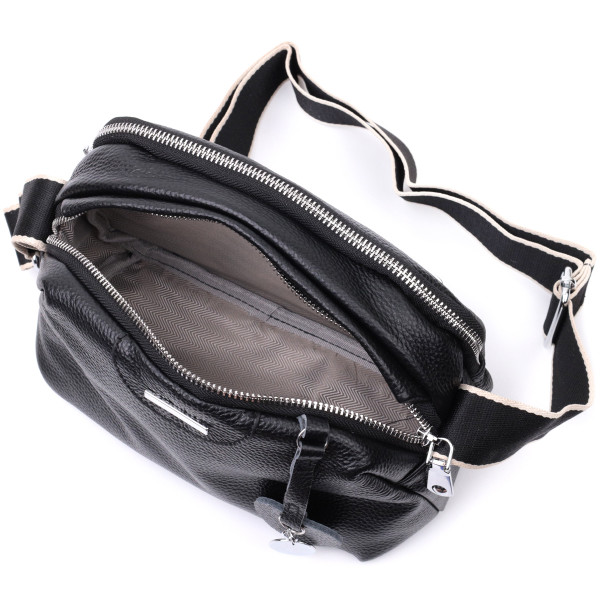 Сумка на два отделения из натуральной кожи Vintage 22592 Черная