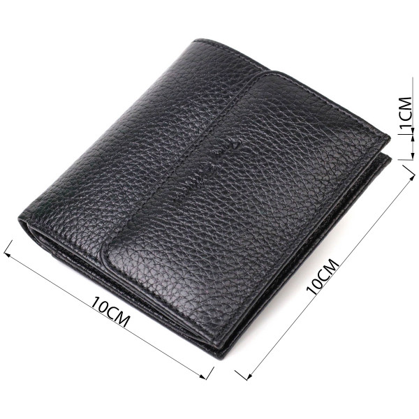 Компактный женский кошелек с вместительной монетницей на кнопке из натуральной кожи Tony Bellucci 22010 Черный