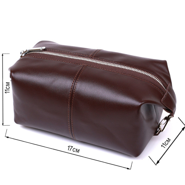 Кожаная глянцевая косметичка Shvigel 16407 Коричневый