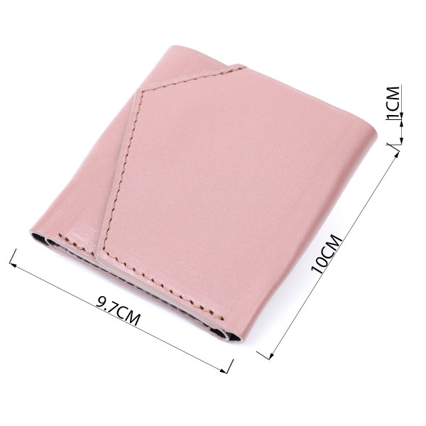 Красивый компактный кошелек из натуральной кожи GRANDE PELLE 16801 Пудровый