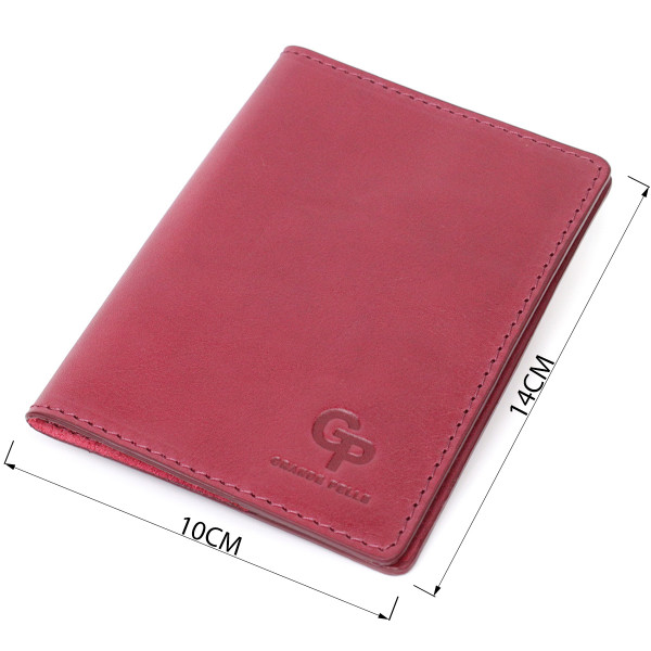 Отличная кожаная обложка на паспорт GRANDE PELLE 16794 Бордовый