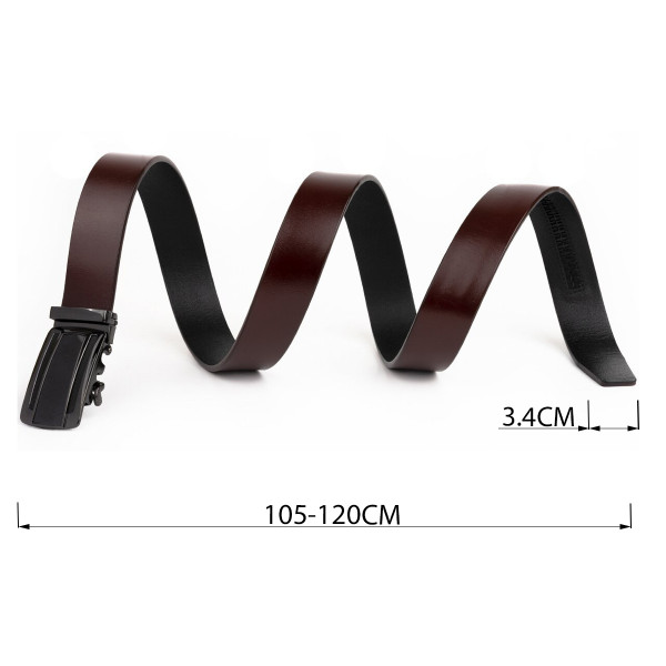 Ремень мужской с затемненной пряжкой автомат Vintage 20296 Коричневый