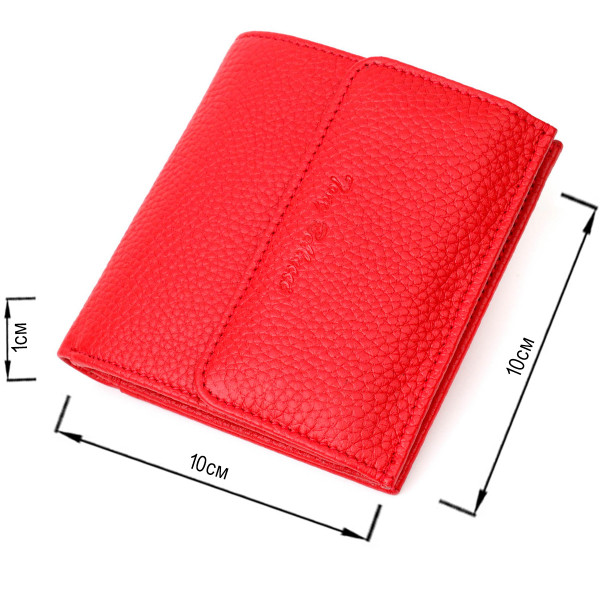 Яркий женский кошелек с вместительной монетницей на кнопке из натуральной кожи Tony Bellucci 22011 Красный