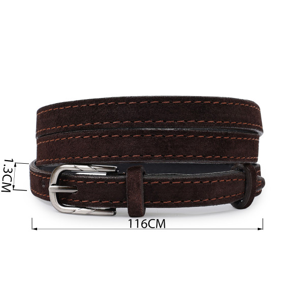 Замшевый элегантный женский ремень Vintage 20757 Темно-коричневый