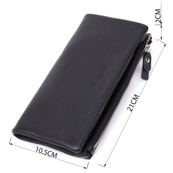 Женский кошелек-клатч с двумя молниями из натуральной кожи ST Leather 22527 Черный