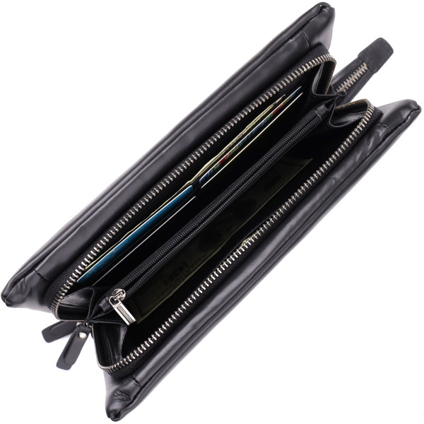 Стильный мужской клатч из натуральной кожи Vintage 23035 Черный